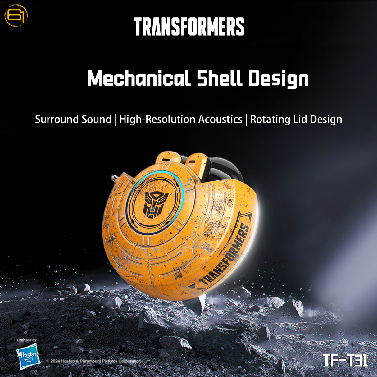Transformers TF-T31 Bluetooth TWS Wireless Earbuds with Mechanical Shell Design Passive Noise Cancelling In-Ear Cool HiFi HD Calling Music Game Modes Low Latency Sports Earphones