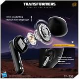 Transformers TF-T32 Wireless Bluetooth Earbuds - Zinc Alloy Case, Low-Latency Gaming & Music Modes, 13mm Loudspeaker, USB-C Fast Charging, Deep Bass Sound Long Battery 24H Playtime