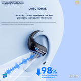 Transformers TF-T55 Open-Back Bluetooth Wireless Earbuds, Sleek Wing-Like Design Passive Noise Cancelling In-Ear Cool HiFi Calling Dual Modes Sports Earphones LED Display