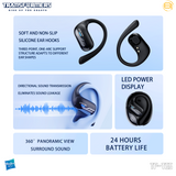 Transformers TF-T55 Open-Back Bluetooth Wireless Earbuds, Sleek Wing-Like Design Passive Noise Cancelling In-Ear Cool HiFi Calling Dual Modes Sports Earphones LED Display
