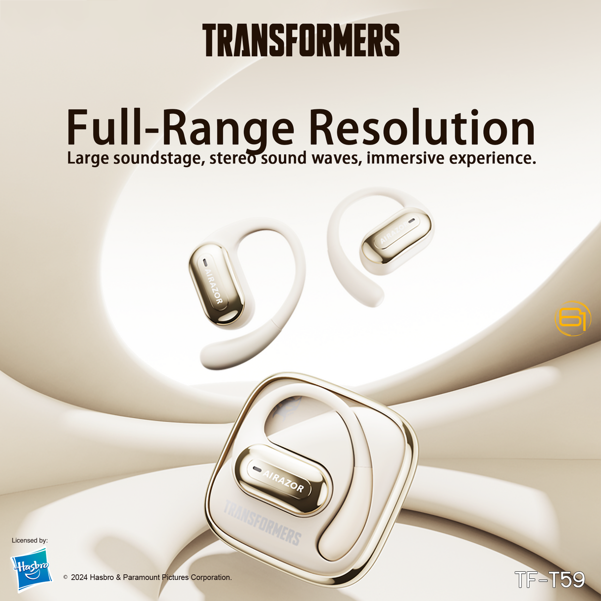 Transformers TF-T59 Ear-Hook True Wireless Bluetooth Earbuds with Mic, Low Latency Game/Music Modes, 13mm Drivers, Secure Fit Sport Headphones, IPX5 Waterproof Deep Bass Sound