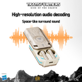 Transformers TF-T76 True Wireless Bluetooth 6.0 Earbuds with Mic, Mecha Zinc Alloy Armor Case, Low-Latency Game/Music Modes, Hi-Fi 13mm Drivers, HD Calling, 40H Total Playtime