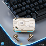 Transformers TF-T76 True Wireless Bluetooth 6.0 Earbuds with Mic, Mecha Zinc Alloy Armor Case, Low-Latency Game/Music Modes, Hi-Fi 13mm Drivers, HD Calling, 40H Total Playtime