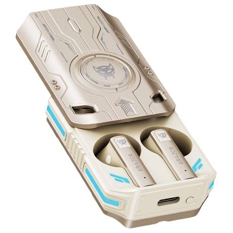 Transformers TF-T76 True Wireless Bluetooth 6.0 Earbuds with Mic, Mecha Zinc Alloy Armor Case, Low-Latency Game/Music Modes, Hi-Fi 13mm Drivers, HD Calling, 40H Total Playtime