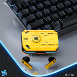 Transformers TF-T76 True Wireless Bluetooth 6.0 Earbuds with Mic, Mecha Zinc Alloy Armor Case, Low-Latency Game/Music Modes, Hi-Fi 13mm Drivers, HD Calling, 40H Total Playtime