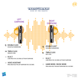 Transformers TF-T80 Bluetooth True Wireless Earbuds with Noise Cancelling In-Ear Cool HiFi HD Calling Dual Modes Sports Music Game Long Endurance Earphones