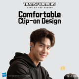 Transformers TF-T93 Ear-Clip True Wireless Bluetooth 6.0 Earbuds with Mic, Zinc Alloy Armor Case, Low Latency Game/Music Modes, Hi-Fi 12mm Drivers, Secure Fit Sports Earphones