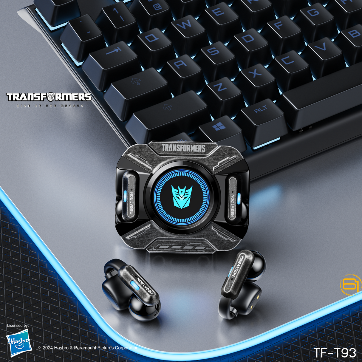 Transformers TF-T93 Ear-Clip True Wireless Bluetooth 6.0 Earbuds with Mic, Zinc Alloy Armor Case, Low Latency Game/Music Modes, Hi-Fi 12mm Drivers, Secure Fit Sports Earphones