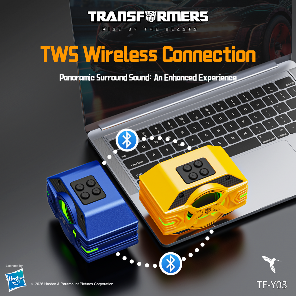 Transformers TF-Y03 CoreBlock Design Bluetooth TWS Speaker 5W Portable Wireless IPX5 Waterproof, 5H Playtime Deep Bass, Stereo Pairing, Built-in Mic, AUX/TF Card