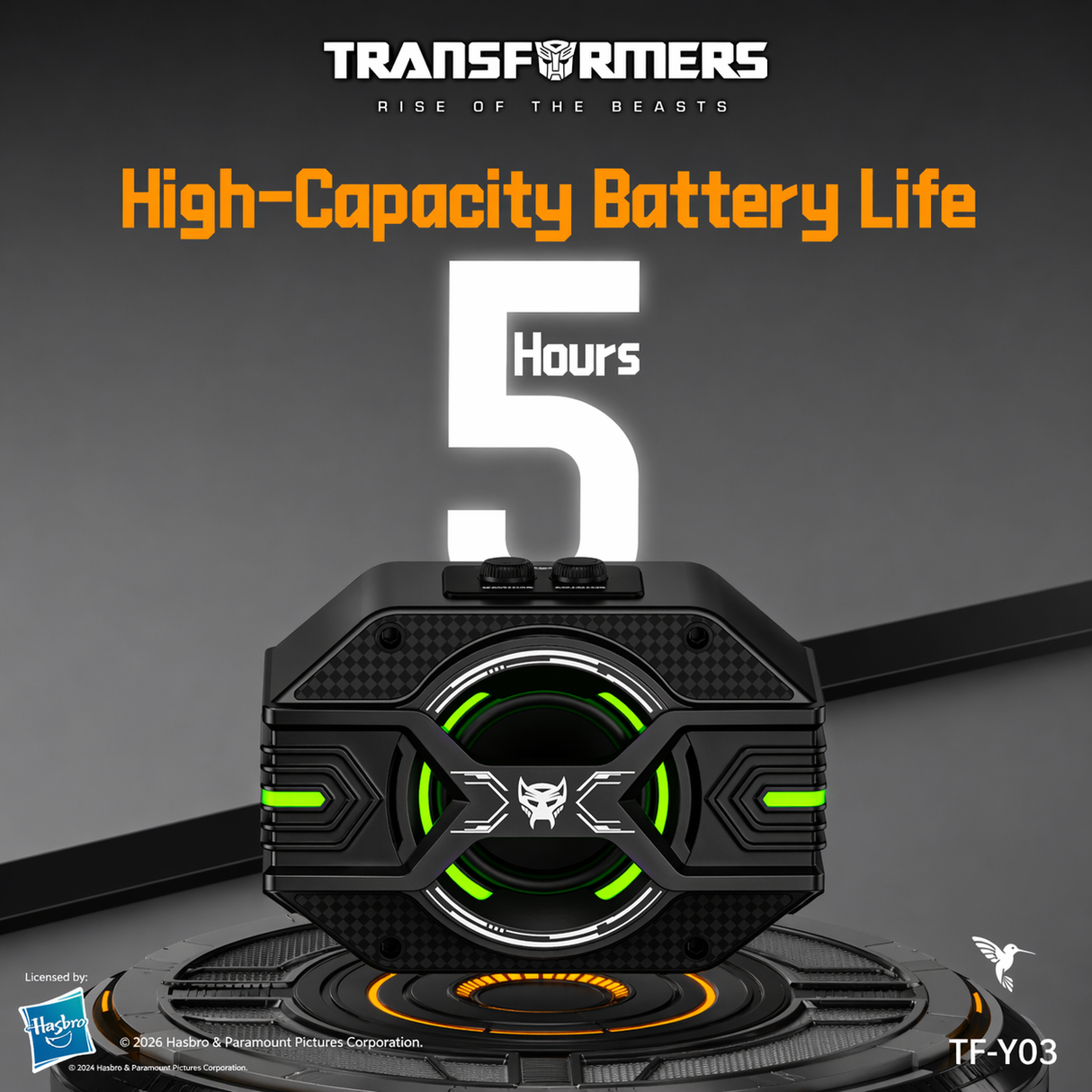 Transformers TF-Y03 CoreBlock Design Bluetooth TWS Speaker 5W Portable Wireless IPX5 Waterproof, 5H Playtime Deep Bass, Stereo Pairing, Built-in Mic, AUX/TF Card