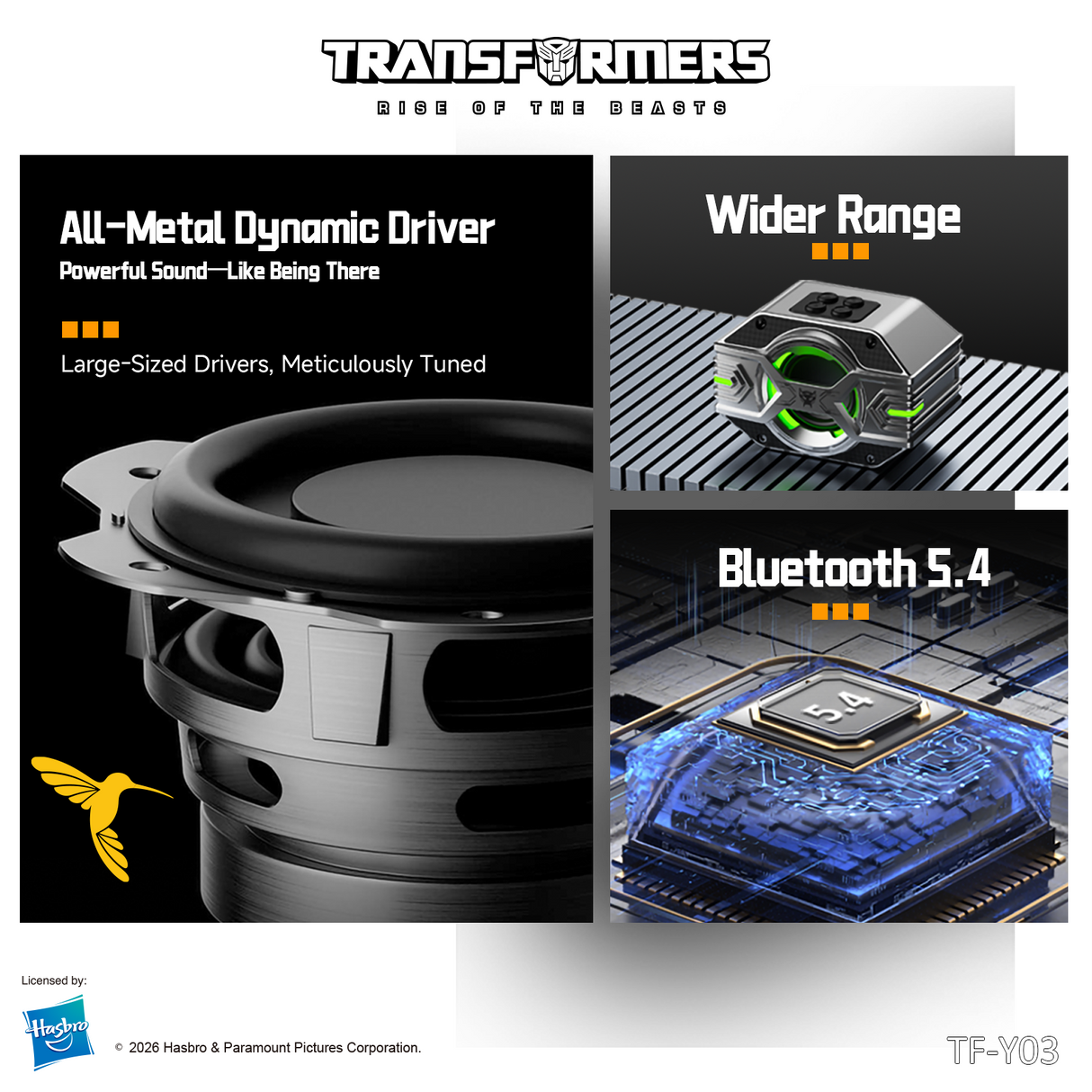 Transformers TF-Y03 CoreBlock Design Bluetooth TWS Speaker 5W Portable Wireless IPX5 Waterproof, 5H Playtime Deep Bass, Stereo Pairing, Built-in Mic, AUX/TF Card
