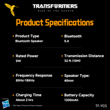 Transformers TF-Y03 CoreBlock Design Bluetooth TWS Speaker 5W Portable Wireless IPX5 Waterproof, 5H Playtime Deep Bass, Stereo Pairing, Built-in Mic, AUX/TF Card