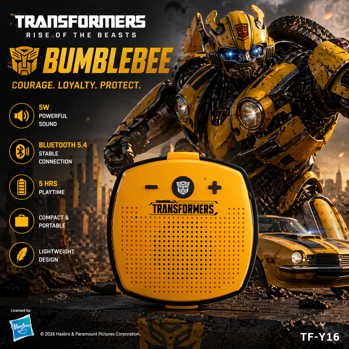 Transformers TF-Y16 FlexCube Design Bluetooth Speaker 45mm 4.3W Portable TWS Wireless Speaker IPX5 Waterproof, TWS Stereo Pairing, Built-in Mic