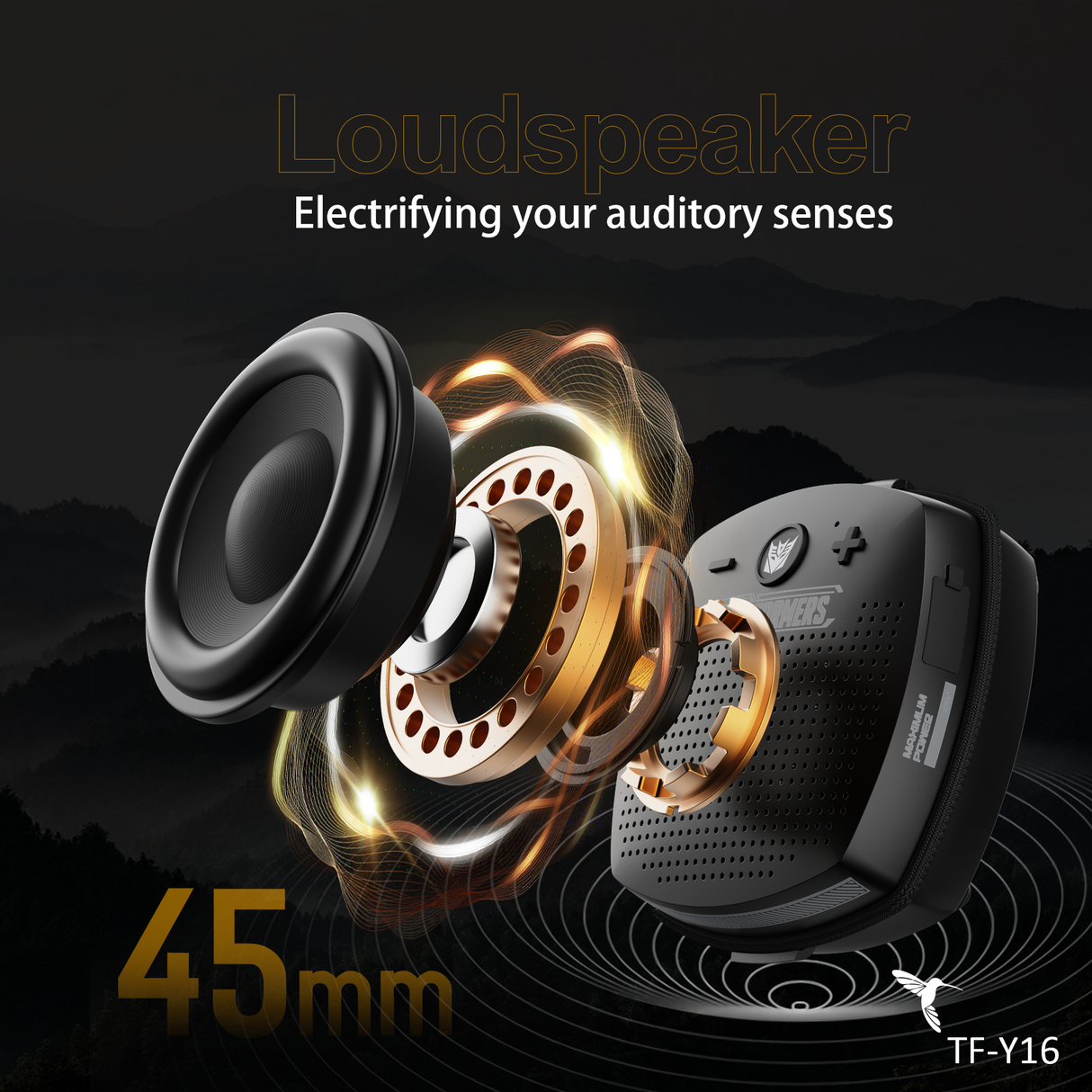 Transformers TF-Y16 FlexCube Design Bluetooth Speaker 45mm 4.3W Portable TWS Wireless Speaker IPX5 Waterproof, TWS Stereo Pairing, Built-in Mic