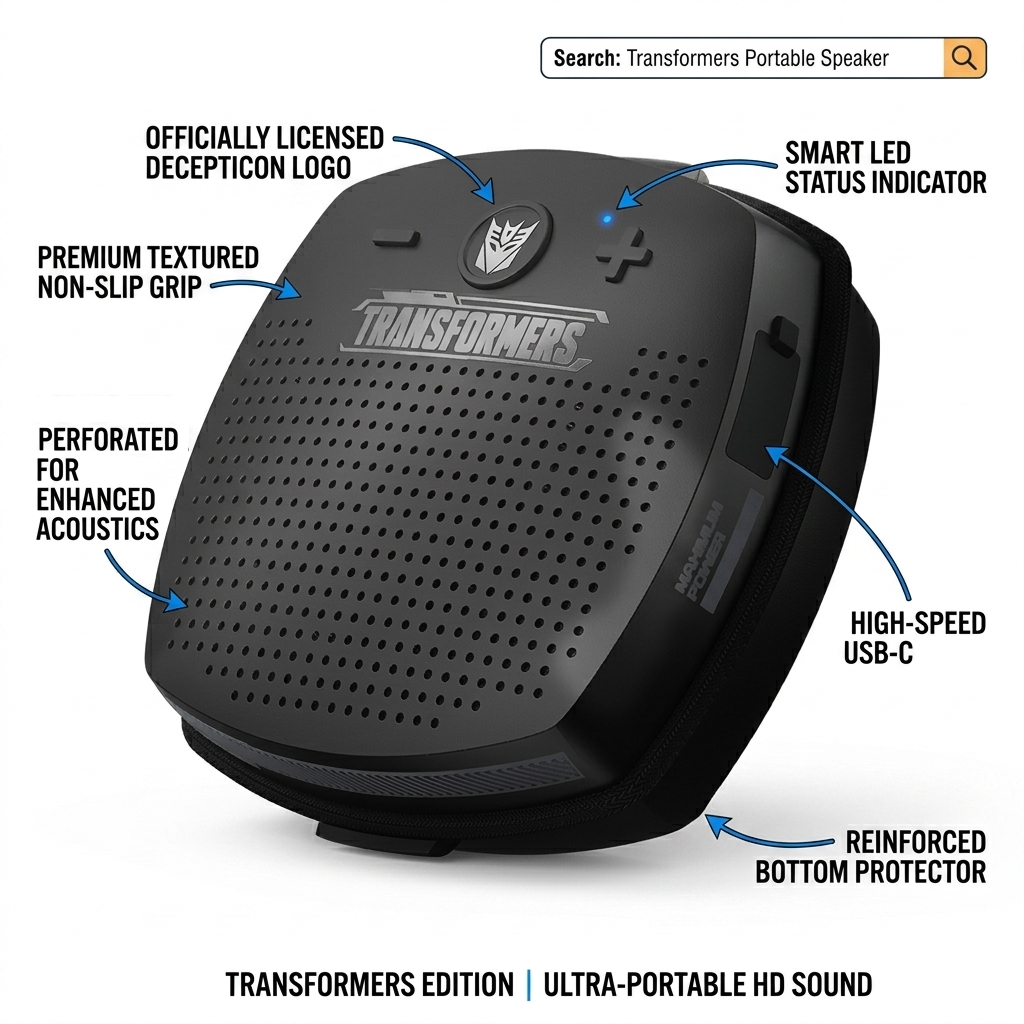 Transformers TF-Y16 FlexCube Design Bluetooth Speaker 45mm 4.3W Portable TWS Wireless Speaker IPX5 Waterproof, TWS Stereo Pairing, Built-in Mic
