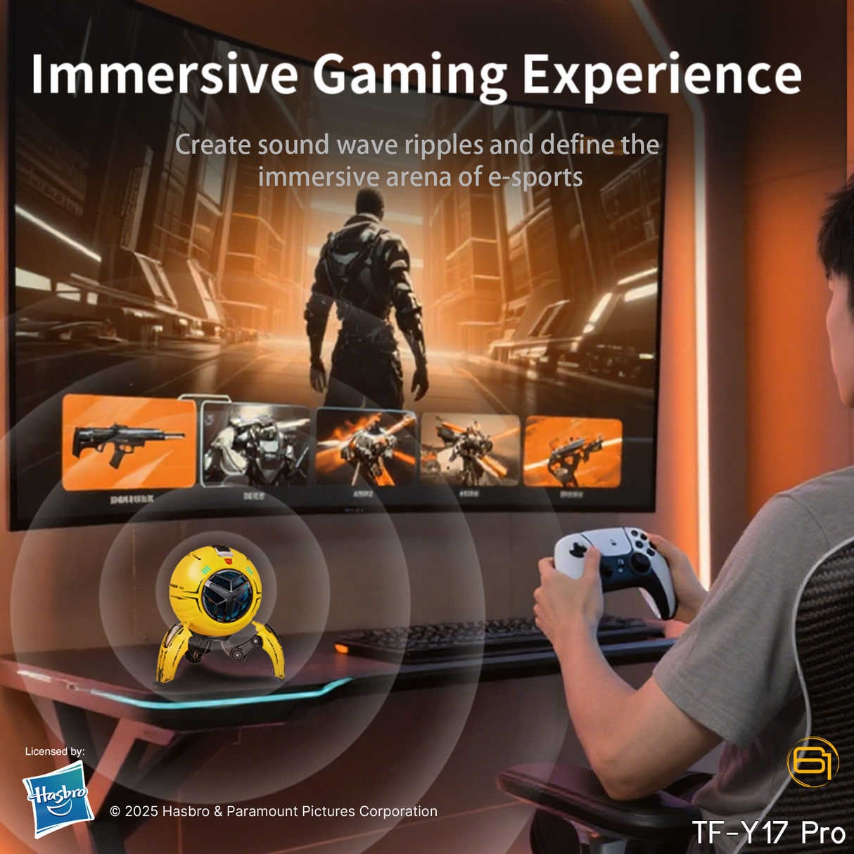 Transformers TF-Y17Pro Mecha Bluetooth TWS Speaker, 10W Hi-Fi 57mm Driver, Portable RGB Speaker with Detachable Foldable Tri-Pedal Stand, 2000mAh, Gaming Desk Décor Autobots