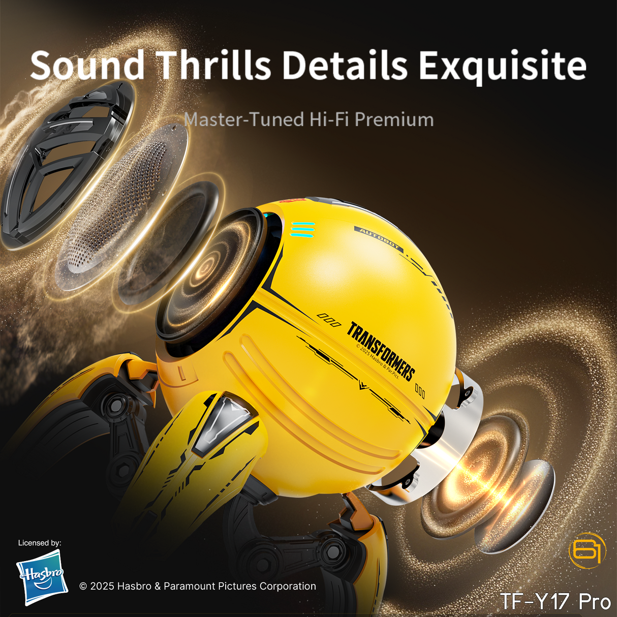 Transformers TF-Y17Pro Mecha Bluetooth TWS Speaker, 10W Hi-Fi 57mm Driver, Portable RGB Speaker with Detachable Foldable Tri-Pedal Stand, 2000mAh, Gaming Desk Décor Autobots