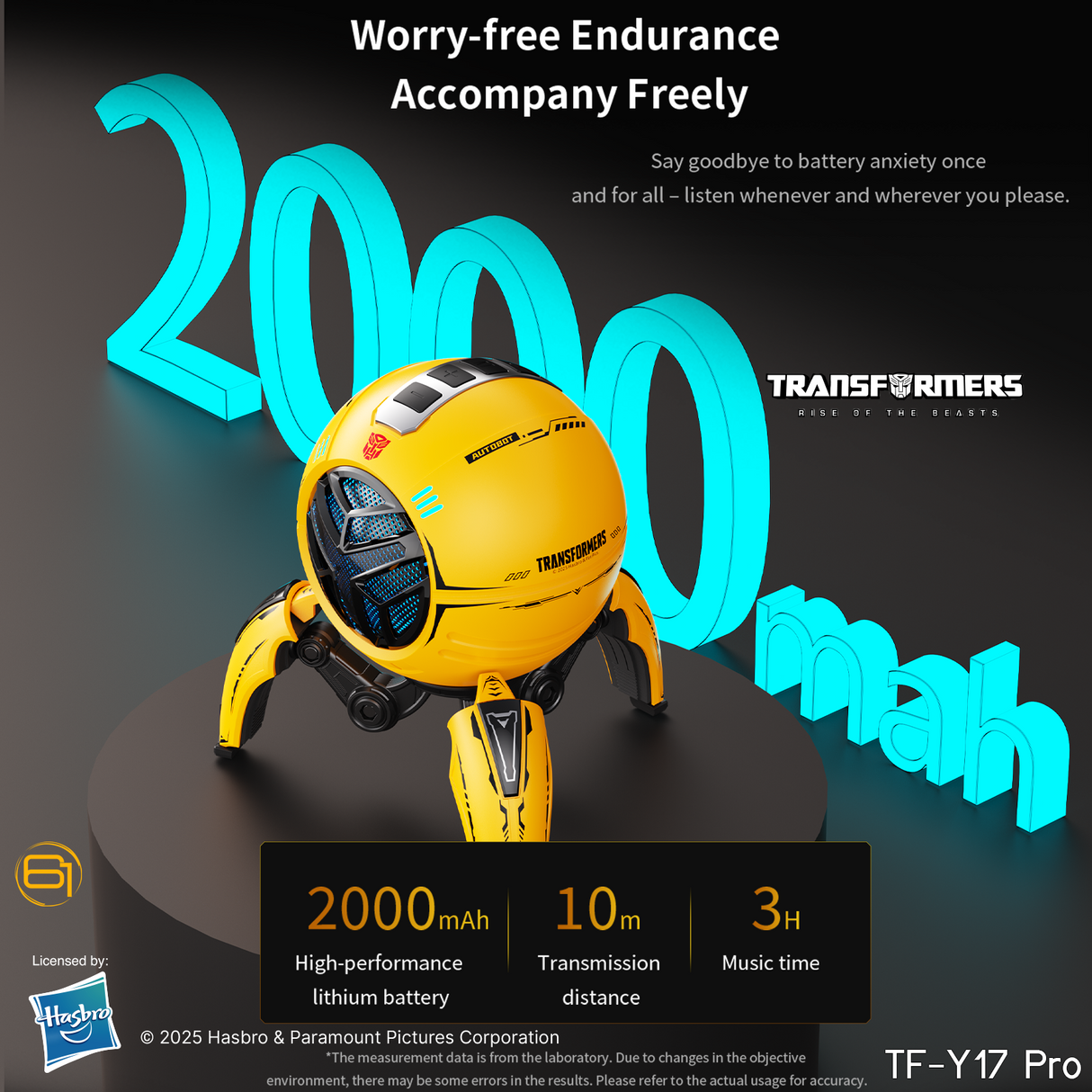 Transformers TF-Y17Pro Mecha Bluetooth TWS Speaker, 10W Hi-Fi 57mm Driver, Portable RGB Speaker with Detachable Foldable Tri-Pedal Stand, 2000mAh, Gaming Desk Décor Autobots