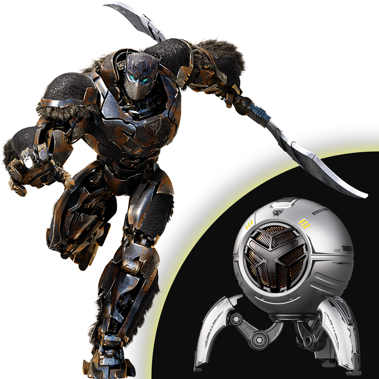 Transformers TF-Y17Pro Mecha Bluetooth TWS Speaker, 10W Hi-Fi 57mm Driver, Portable RGB Speaker with Detachable Foldable Tri-Pedal Stand, 2000mAh, Gaming Desk Décor Autobots