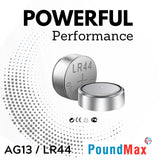 PoundMax AG13 LR44 Batteries 1.5v Alkaline Button Battery Combo Pack - 10 Count